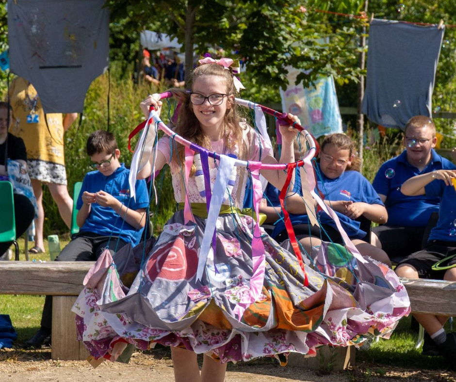 Student participating in the event