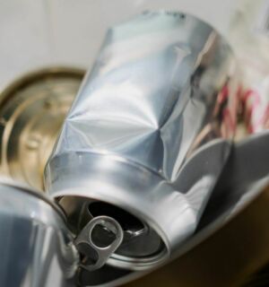 Dry mixed recycling drinks cans and food tins