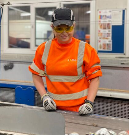 Team member at recycling site, J&B Recycling in Hartlepool