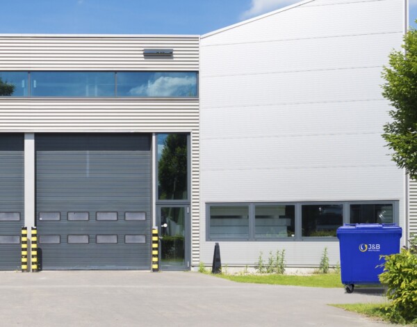 Warehouse door on business park, for facilities management