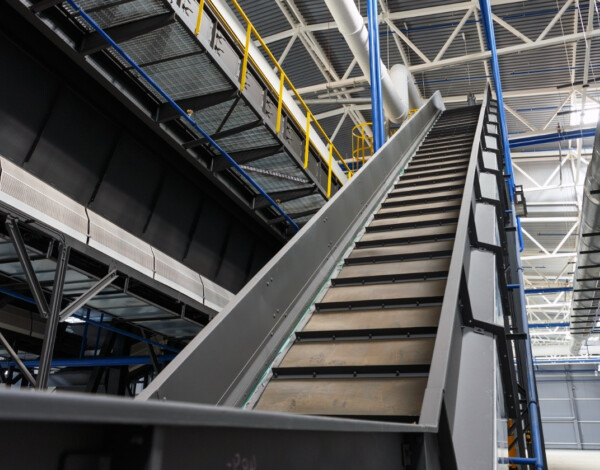 Photo of inside of recycling plant